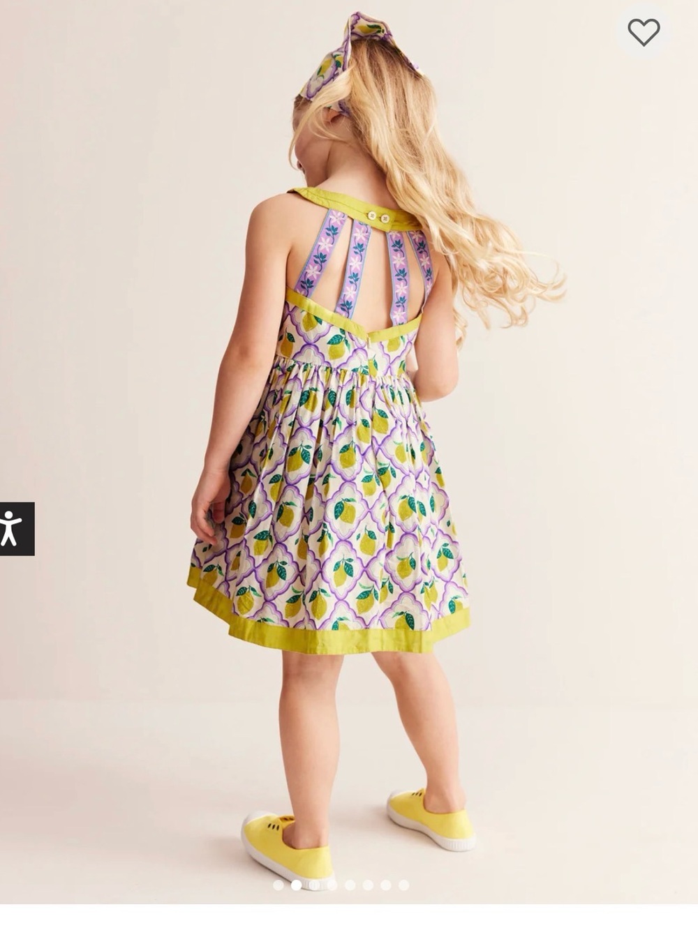 Mini Boden Back Detail sleeveless purple sun dress Lavender Lemon Grove, 2-3y
